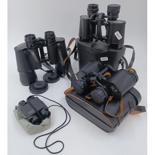 1243 - Four pairs of binoculars, one cased Kenlock 8 x 30, one cased Japanese 8 x 30, one Super Zenith 10 x... 