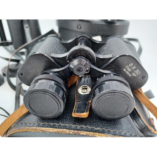 1243 - Four pairs of binoculars, one cased Kenlock 8 x 30, one cased Japanese 8 x 30, one Super Zenith 10 x... 