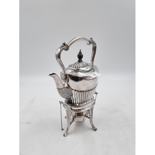 513 - A 19th century silver plated spirit kettle