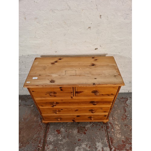 1131B - A modern pine chest of two short over three long drawers - approx. 75cm high x 83cm wide x 40cm deep