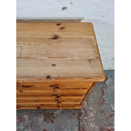 1131B - A modern pine chest of two short over three long drawers - approx. 75cm high x 83cm wide x 40cm deep