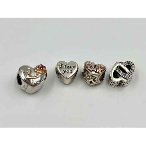 2343 - A collection of Pandora 925 silver jewellery, three rings all size 54, pendant necklace and two char... 