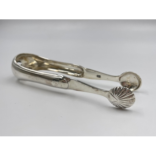 280 - Two pieces of antique hallmarked sterling silver, pair of Georgian Glasgow silver sugar tongs and Sh... 