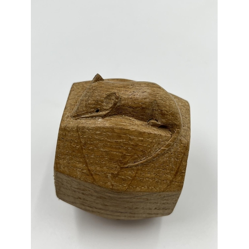 74 - A mid 20th century Robert ‘Mouseman’ Thompson oak napkin ring - approx. 5cm high x 5cm diameter