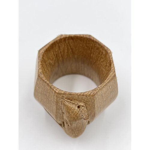 74 - A mid 20th century Robert ‘Mouseman’ Thompson oak napkin ring - approx. 5cm high x 5cm diameter