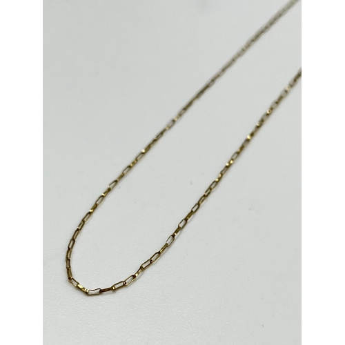 2363 - Two stamped 9ct gold necklace chains, one 52.5cm long and one 50cm long - approx. gross weight 3.37 ... 