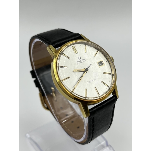 2408 - A boxed 1972 Omega Genève cal. 1481 automatic 35mm men's wristwatch with date calendar and later add... 