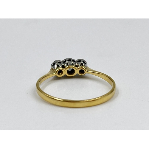 2331 - An 18ct gold and platinum diamond trilogy ring, size P - approx. gross weight 1.82 grams