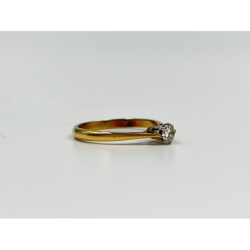 2336 - A hallmarked London 18ct gold diamond solitaire ring, size N½ - approx. gross weight 2.52 grams