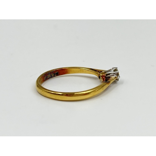 2336 - A hallmarked London 18ct gold diamond solitaire ring, size N½ - approx. gross weight 2.52 grams