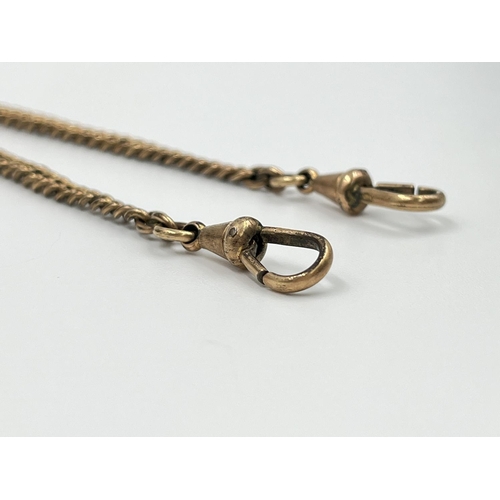 2337 - A vintage yellow metal 39.5cm Albert chain with 9ct gold T bar - approx. gross weight 22.62 grams an... 