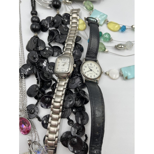 2391 - A collection of assorted costume jewellery to include necklaces, watches etc.