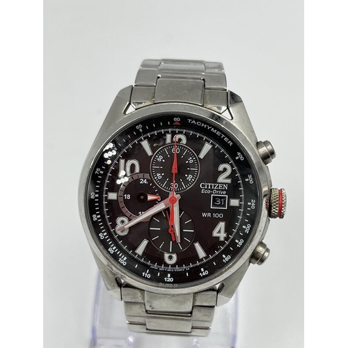 2414 - Two chronograph men's wristwatches, one Citizen Eco-Drive - model no. 381151437 and one Accurist - m... 