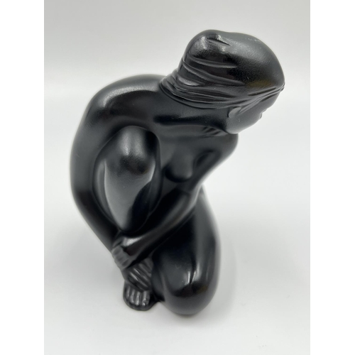 430A - A boxed Lalique France black glass nude Venus figurine - approx. 10cm high