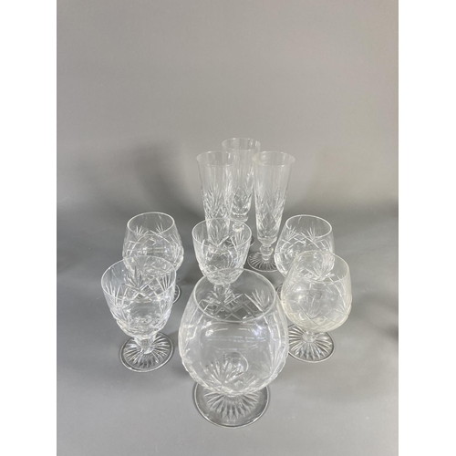 455 - A collection of glassware to include Stuart decanter, six Stuart wine glasses, three Stuart brandy g... 