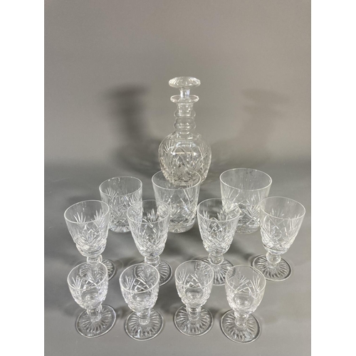 455 - A collection of glassware to include Stuart decanter, six Stuart wine glasses, three Stuart brandy g... 