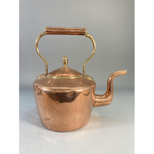 501 - A collection of copper and brassware to include Victorian William Soutter Sons kettle with acorn fin... 