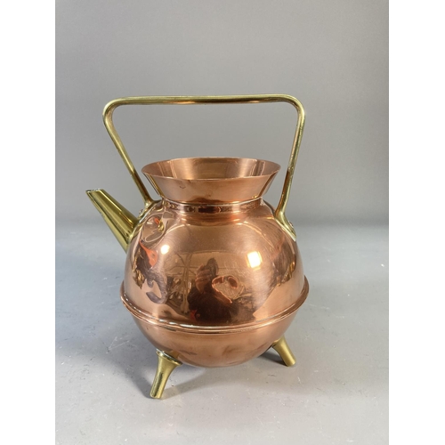 501 - A collection of copper and brassware to include Victorian William Soutter Sons kettle with acorn fin... 