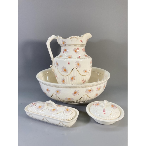 478 - Four pieces of late 19th/early 20th century Grimwade Bros pottery, two lidded dishes, water jug and ... 