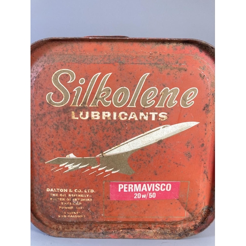 526 - A vintage Silkolene Lubricants red metal oil can - approx. 38cm high x 36cm wide x 23cm deep