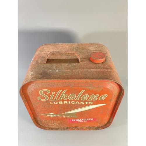 526 - A vintage Silkolene Lubricants red metal oil can - approx. 38cm high x 36cm wide x 23cm deep