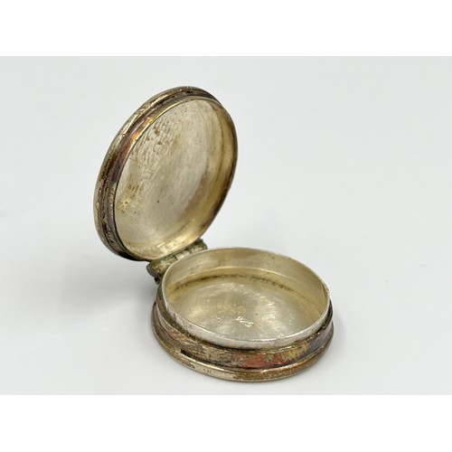 210 - Three antique .800 and .925 sterling silver pill/trinket boxes - approx. gross weight 40 grams