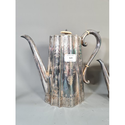 529 - A Victorian John Round & Sons silver plated four-piece tea/coffee set