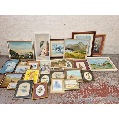 1188 - A large collection of various framed artwork to include Sheila M. Webster Nantwich pencil signed pri... 