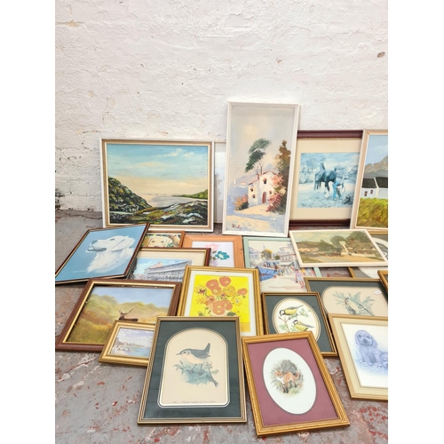 1188 - A large collection of various framed artwork to include Sheila M. Webster Nantwich pencil signed pri... 