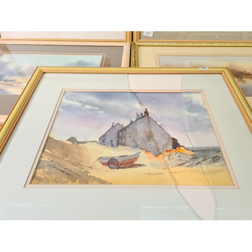 1199 - Five framed watercolours, four signed E. Dale