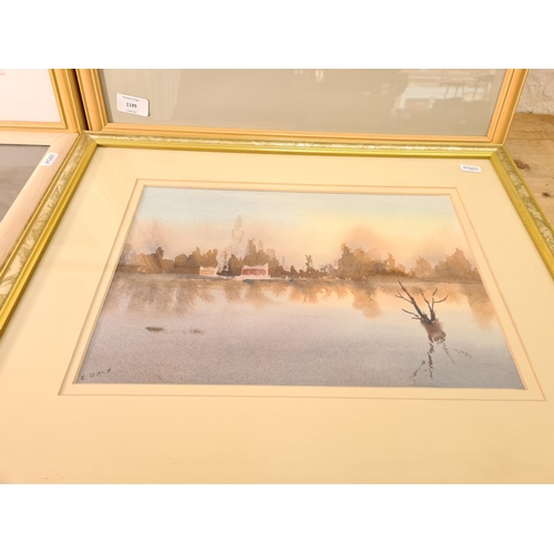 1199 - Five framed watercolours, four signed E. Dale