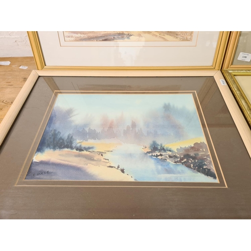 1199 - Five framed watercolours, four signed E. Dale