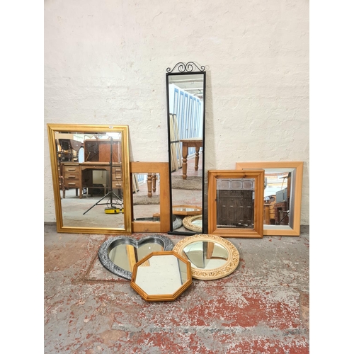 1203 - Eight various framed mirrors