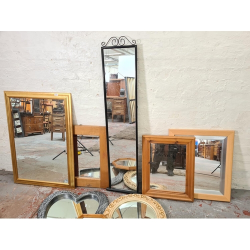 1203 - Eight various framed mirrors