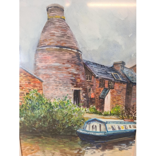 1204 - A framed watercolour titled 'The Old Bottle Kiln' by Marion Woolley, dated 2012 - approx. 57cm high ... 