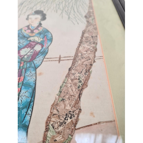 1207 - Two early 20th century framed Chinese stamp collages - approx. 55cm high x 30cm wide