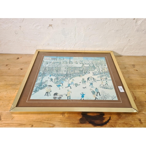 1208 - A framed Edith Le Breton 'On A Wintery Afternoon' print signed to reverse - approx. 57cm wide x 48 c... 