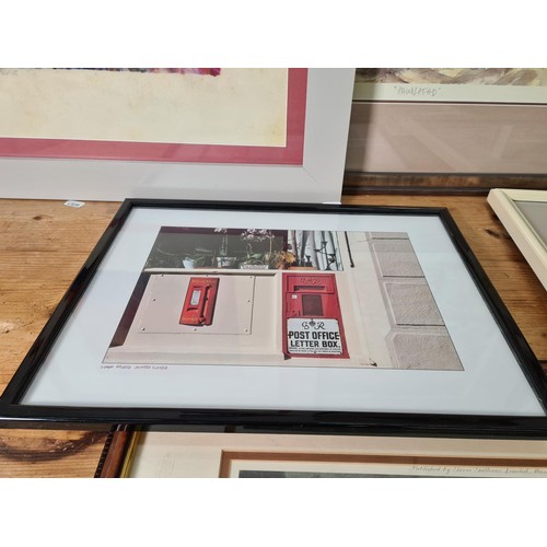 1214A - Six assorted framed prints to include limited edition 382/500 pencil signed Arthur Delaney of a Manc... 