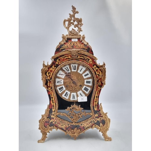 798 - An Italian Boulle type mantel clock with gilt metal decoration - approx. 57cm high x 30cm wide x 13c... 