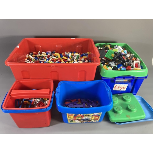 665 - Four boxes containing a large quantity of Lego