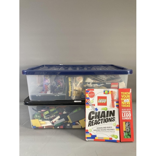 674 - Two boxes containing a large quantity of Lego