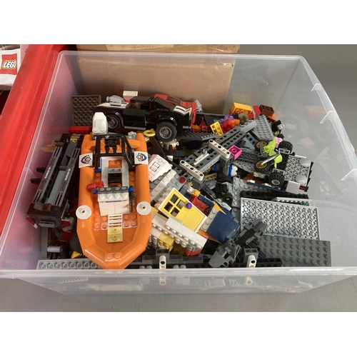 678 - Two boxes containing a large quantity of Lego to include Harry Potter Hogwarts construction set, Min... 