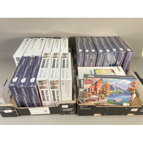 688 - Twenty seven various boxed and sealed jigsaw puzzles to include Huadada lakeside scenery, Puppy Drea... 