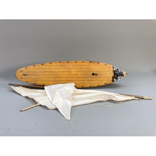 629 - Two vintage handmade model yachts - largest approx. 46cm long