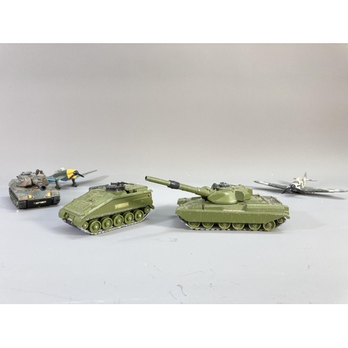 634 - Nine military model vehicles, one The Crescent Toy Co Ltd. and eight Dinky to include Leopard tank, ... 