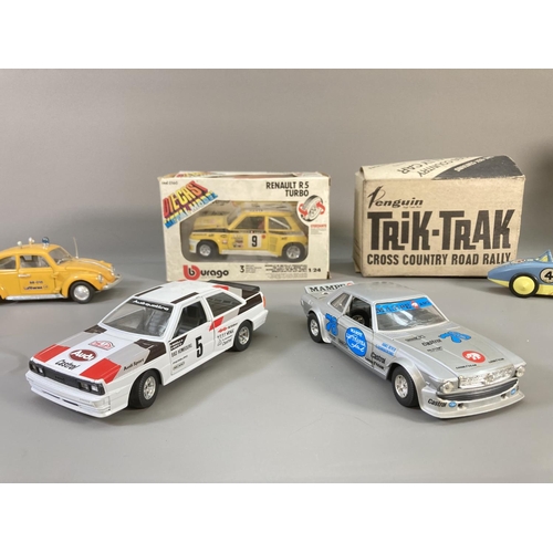 646 - Eight various model vehicles to include Bburago 1/24 scale Mercedes 450 SC rally car, boxed Bburago ... 