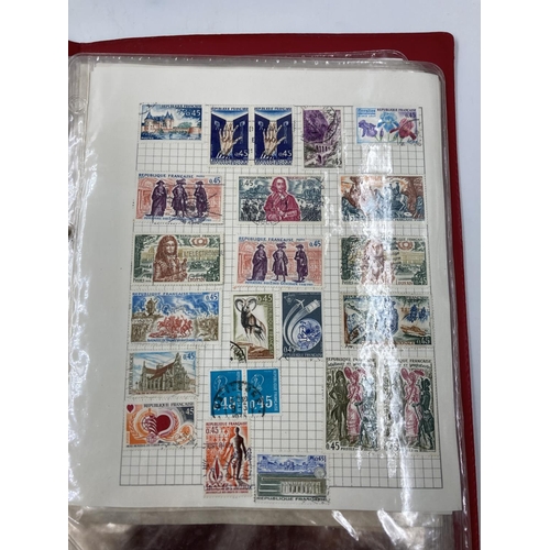 762 - Six stamp albums containing various stamps to include Royal Airforce, Famous Trains, Landmarks, Firs... 