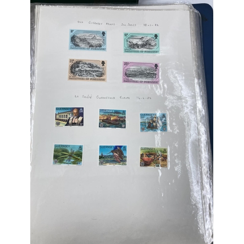 762 - Six stamp albums containing various stamps to include Royal Airforce, Famous Trains, Landmarks, Firs... 