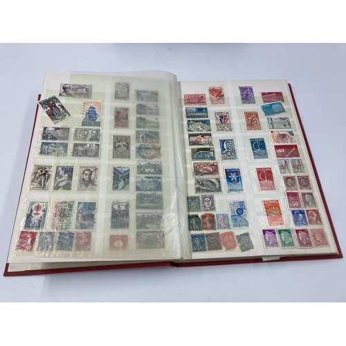 758 - Four various stamp albums to include The Rodney Cover Album containing various First Day covers etc.