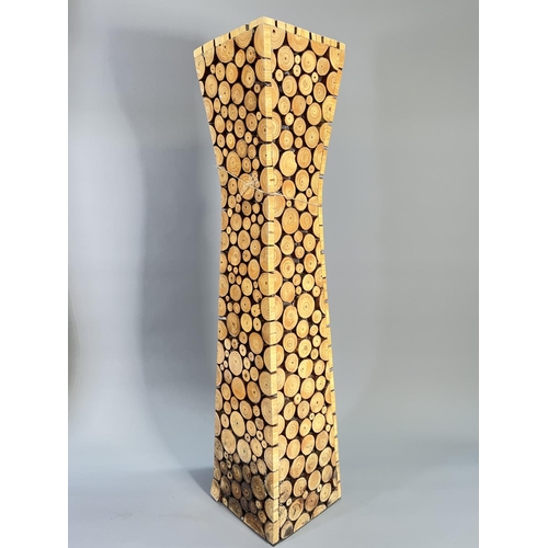 811 - Two Vietnamese hand-crafted floor standing candle holders - largest approx. 80cm high